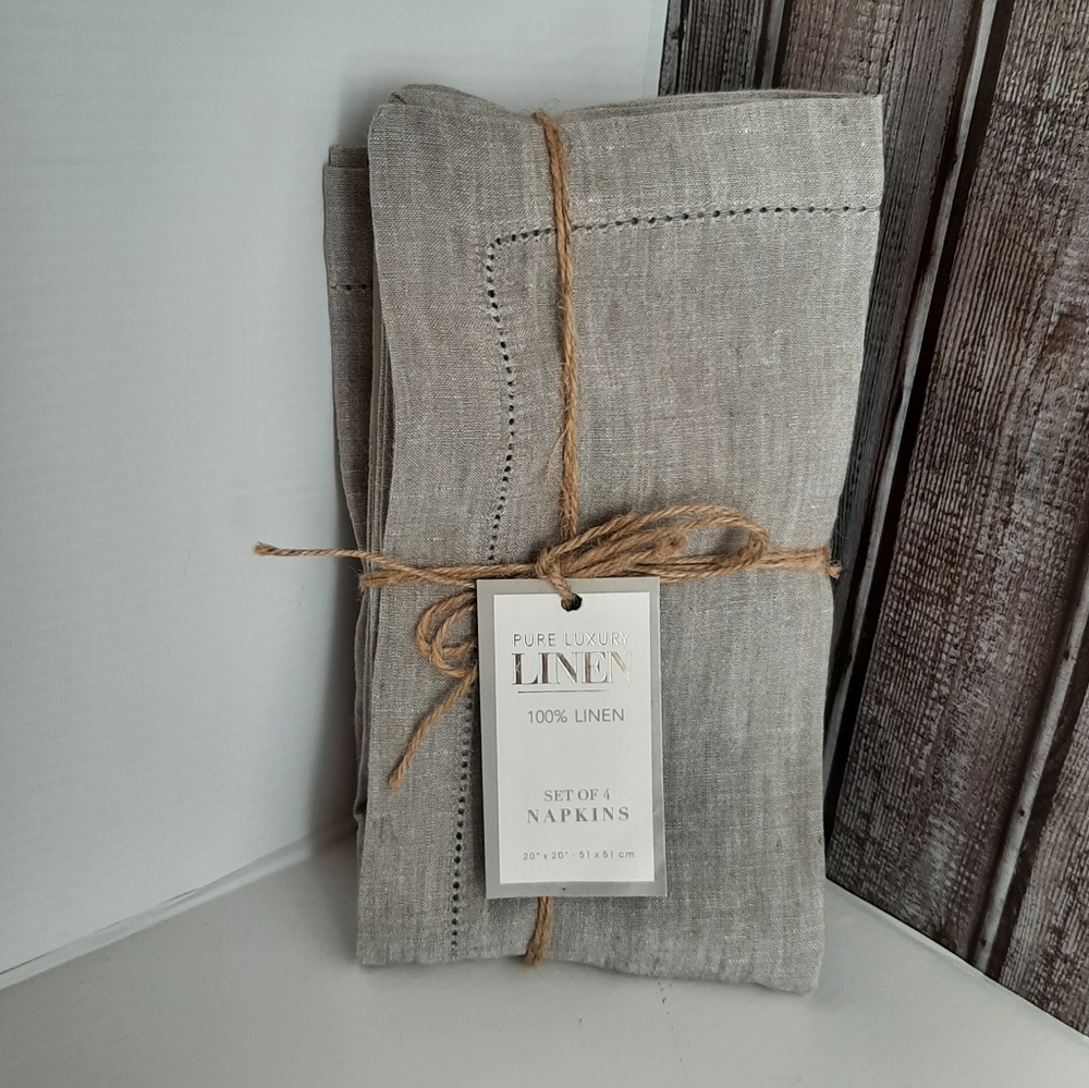 Pure Luxury Linen 100% Belgian Linen Napkins Gray Melange